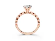 Heart-Shaped Bezel Station Engagement Ring Setting | Beaded Band | Rose Gold