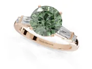 Round Tapered Baguette Engagement Ring Setting for a Fancy Green Lab-Grown Diamond | Rose Gold