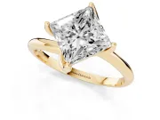 Princess Cut Bypass Solitaire Engagement Ring Setting | Plain Band | Yellow Gold