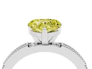 Fancy Yellow Heart Cut Diamond Solitaire Ring Set in Silver with Slim Pavé Band and Prong Setting