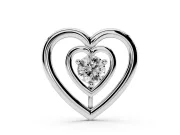 Round Lab-Grown Diamond Double Heart Pendant Necklace | Open Heart Frame | White Gold