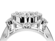 Round Halo Side Cluster Engagement Ring Setting | Graduated Channel Band | White Gold