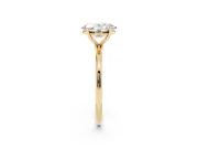 Oval Cut Diamond Solitaire Engagement Ring Set in Yellow gold with Thin Band and Prong Setting