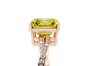 Asscher Cut Twisted Pavé Solitaire Engagement Ring Setting for a Fancy Yellow Lab-Grown Diamond | Rose Gold