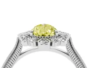 Pear-Shaped Scalloped Halo Engagement Ring Setting for a Fancy Yellow Lab-Grown Diamond | Milgrain Edges | Platinum
