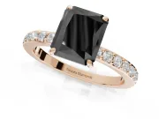 Radiant Cut Hidden Halo Solitaire Engagement Ring Setting for a Black Center | Pavé Band | Rose Gold