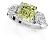 Asscher Cut Engagement Ring Setting for a Fancy Yellow Lab-Grown Diamond | Sterling Silver - Design NV-24901