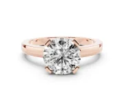 Round Solitaire Engagement Ring Setting | Flat Tab Prongs | Rose Gold