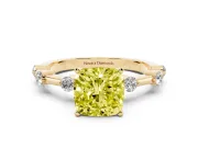 Cushion Cut Bar Set Engagement Ring Setting for a Fancy Yellow Lab-Grown Diamond | Yellow Gold