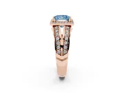 Princess Cut Halo Engagement Ring Setting for a Fancy Blue Lab-Grown Diamond | Two-Row Pave Split Shank | Rose Gold