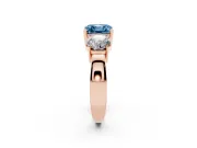 Asscher Cut Three Stone Engagement Ring Setting for a Fancy Blue Lab-Grown Diamond | Wide Plain Band | Rose Gold