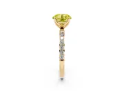 Round Pave Engagement Ring Setting for a Fancy Yellow Lab-Grown Diamond | Slim Band | Yellow Gold
