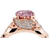 Heart-Shaped Leaf Bypass Engagement Ring Setting for a Fancy Pink Lab-Grown Diamond | Rose Gold