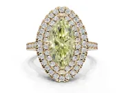 Marquise Double Halo Engagement Ring Setting for a Fancy Yellow Lab-Grown Diamond | Pave Shoulders | Yellow Gold