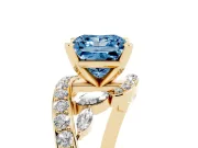 Princess Cut Bypass Engagement Ring Setting for a Fancy Blue Lab-Grown Diamond | Yellow Gold