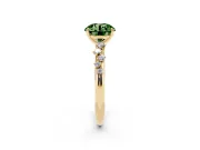 Fancy Green Round Cut Diamond Cluster Solitaire Ring Set in Yellow gold with Prong Setting