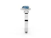 Heart-Shaped Halo Engagement Ring Setting for a Fancy Blue Lab-Grown Diamond | Pointed Pave Shoulders | Sterling Silver