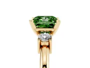 Princess Cut Three Stone Engagement Ring Setting for a Fancy Green Lab-Grown Diamond | Round Side Stones | Yellow Gold