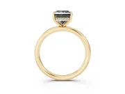 Fancy Black Princess Cut Diamond Solitaire Ring Set in Yellow gold with Thin Band and Prong Setting