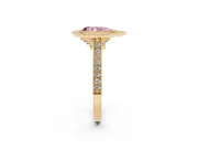 Pear-Shaped Vintage Milgrain Halo Engagement Ring Setting for a Fancy Pink Lab-Grown Diamond | Bezel Head | Yellow Gold