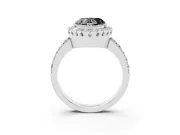 Heart-Shaped Milgrain Halo Engagement Ring Setting for a Black Center | Pavé Shoulders | Platinum