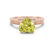 Heart-Shaped Engraved Engagement Ring Setting for a Fancy Yellow Lab-Grown Diamond | Rose Gold