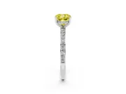 Cushion Cut Hidden Halo Engagement Ring Setting for a Fancy Yellow Lab-Grown Diamond | Pavé Band | Sterling Silver