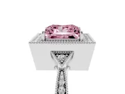 Princess Cut Milgrain Halo Engagement Ring Setting for a Fancy Pink Lab-Grown Diamond | Graduated Pavé | Platinum