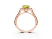 Princess Cut Scalloped Halo Engagement Ring Setting for a Fancy Yellow Lab-Grown Diamond | Milgrain Edges | Rose Gold