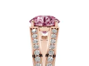 Round Split Shank Pavé Engagement Ring Setting for a Fancy Pink Lab-Grown Diamond | Rose Gold
