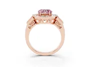 Heart-Shaped Milgrain Sectioned Halo Engagement Ring Setting for a Fancy Pink Lab-Grown Diamond | Rose Gold