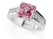 Asscher Cut Channel-Set Engagement Ring Setting for a Fancy Pink Lab-Grown Diamond | Platinum