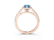 Cushion Cut Halo Pavé Engagement Ring Setting for a Fancy Blue Lab-Grown Diamond | Rose Gold