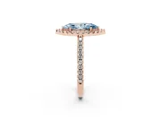 Marquise Pave Halo Engagement Ring Setting for a Fancy Blue Lab-Grown Diamond | Pave Band | Rose Gold
