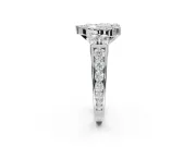 Heart-Shaped Halo Side Cluster Engagement Ring Setting | Graduated Channel Band | Sterling Silver