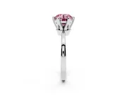 Fancy Pink Round Cut Diamond Solitaire Engagement Ring Set in White gold with Slim Tapered Solitaire Band