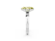 Fancy Yellow Marquise Cut Diamond Solitaire Engagement Ring Set in White gold with Flat Band and Prong Setting