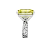 Emerald Cut Engraved Engagement Ring Setting for a Fancy Yellow Lab-Grown Diamond | Platinum