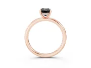Emerald Cut Hidden Halo Engagement Ring Setting for a Black Center | Thin Plain Band | Rose Gold