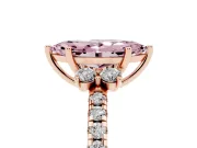 Marquise Side Stone Pave Engagement Ring Setting for a Fancy Pink Lab-Grown Diamond | Paired Round Accents | Rose Gold
