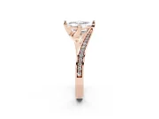 Asscher Cut Bypass Pavé Solitaire Engagement Ring Setting | Angled Head | Rose Gold