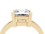 Asscher Cut Diamond Solitaire Ring Set in Yellow gold with Prong Head and Smooth Polished Band