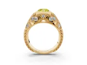 Fancy Yellow Princess Cut Diamond Bezel Ring Set in Yellow gold with Milgrain Accent Band