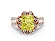 Radiant Cut Floral Halo Engagement Ring Setting for a Fancy Yellow Lab-Grown Diamond | Pavé Split Shank | Rose Gold
