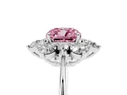 Cushion Cut Cluster Halo Engagement Ring Setting for a Fancy Pink Lab-Grown Diamond | Two-Size Accents | Sterling Silver