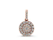 Round Lab-Grown Diamond Double Halo Disc Pendant Necklace | Pavé Bail | Rose Gold