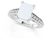 Radiant Cut Graduated Pave Cathedral Solitaire Engagement Ring Setting | Scroll Cut-Outs | Platinum
