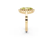 Fancy Yellow Marquise Cut Diamond Halo Ring Set in Yellow gold with Round Halo and Smooth Solitaire Band