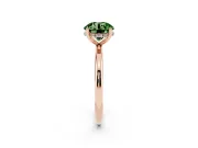 Fancy Green Round Cut Diamond Solitaire Engagement Ring Set in Rose gold with Prong Setting and Polished Band
