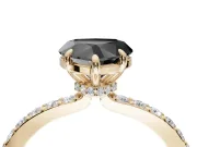 Heart-Shaped Hidden Halo Engagement Ring Setting for a Black Center | Pavé Band | Yellow Gold